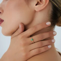 14k Emerald Clover Ring