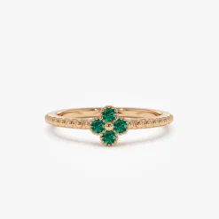 14k Emerald Clover Ring