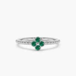 14k Emerald Clover Ring