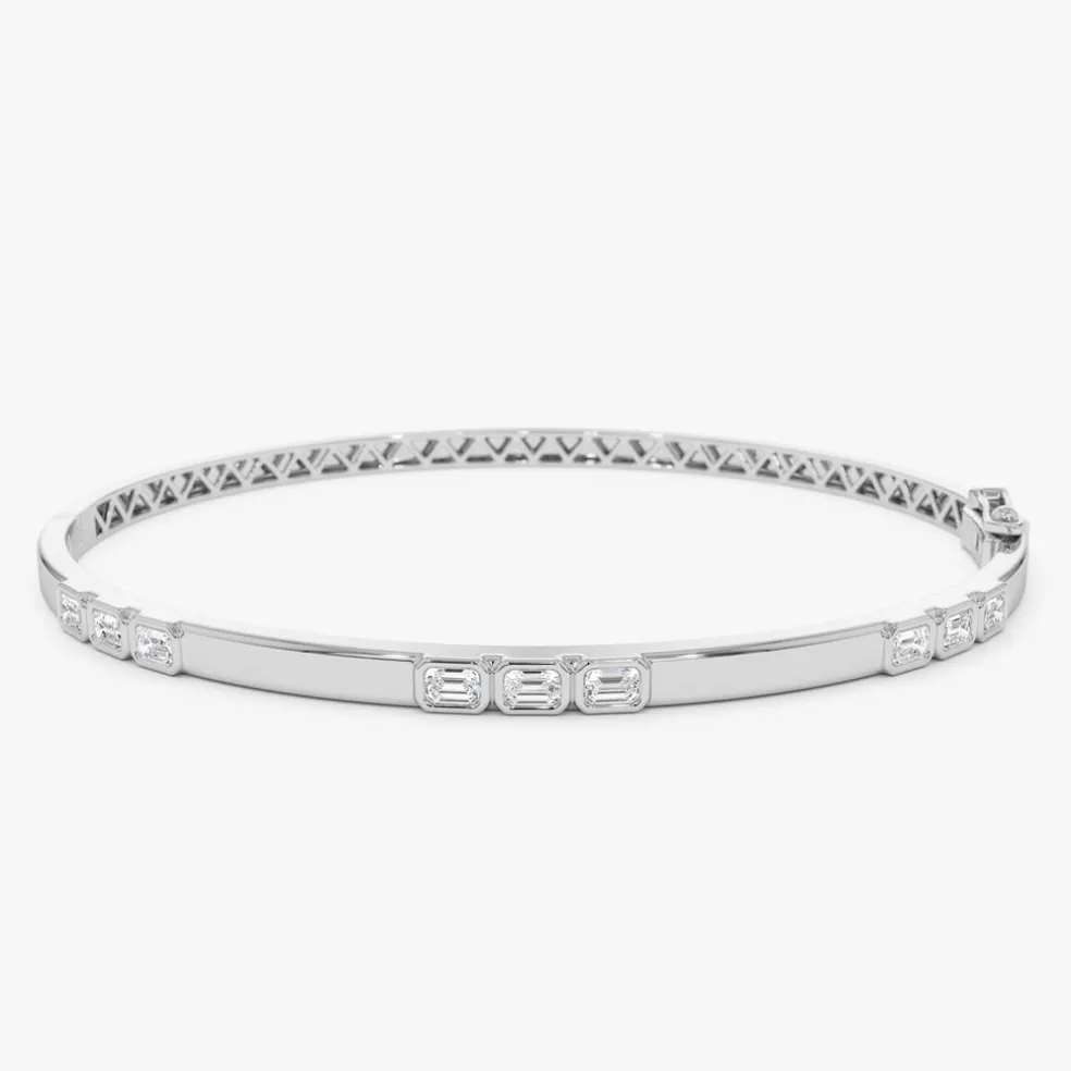 14k Emerald Cut Bezel Setting Bangle