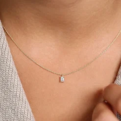 14k Emerald Cut Diamond Solitaire
