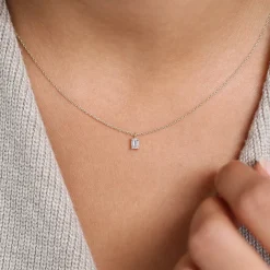 14k Emerald Cut Diamond Solitaire