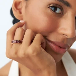 14k Emerald Cut Garnet Nine Stone Ring 3.00ctw
