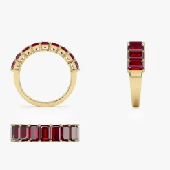 14k Emerald Cut Garnet Nine Stone Ring 3.00ctw