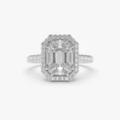 14k Emerald Cut Illusion Halo Setting Engagement Ring