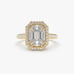 14k Emerald Cut Illusion Halo Setting Engagement Ring