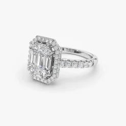 14k Emerald Cut Illusion Halo Setting Engagement Ring