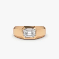 14k Emerald Cut Illusion Mosaic Solitaire Pinky Ring
