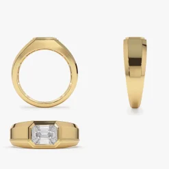 14k Emerald Cut Illusion Mosaic Solitaire Pinky Ring