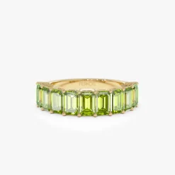 14k Emerald Cut Peridot Nine Stone Ring 2.35ctw