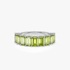 14k Emerald Cut Peridot Nine Stone Ring 2.35ctw