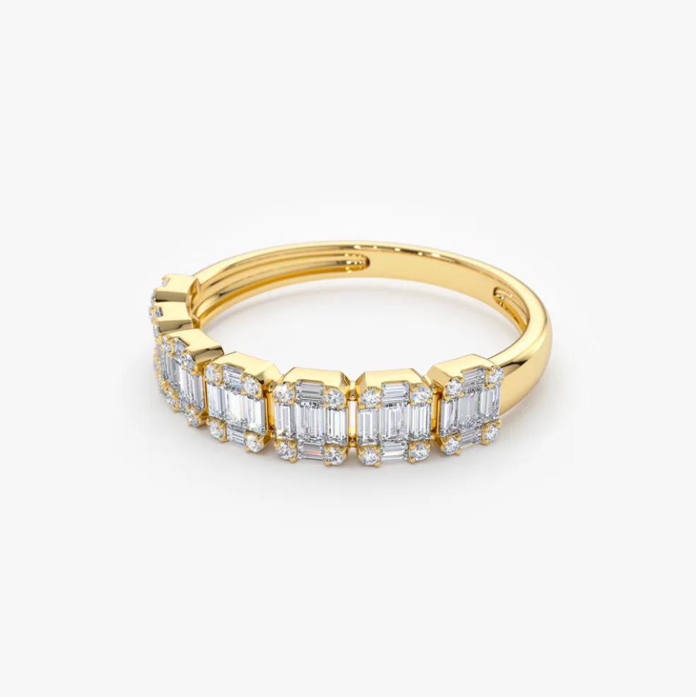 14K Emerald Illusion Diamond Wedding Band