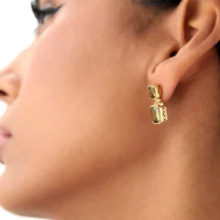 14K Emerald Peridot Dangle Drop Earrings