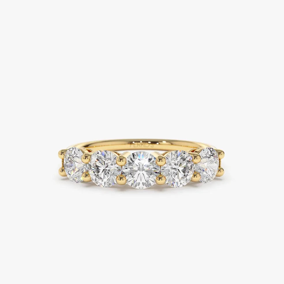 14k Five Stone 1ctw Wire Basket Diamond Ring