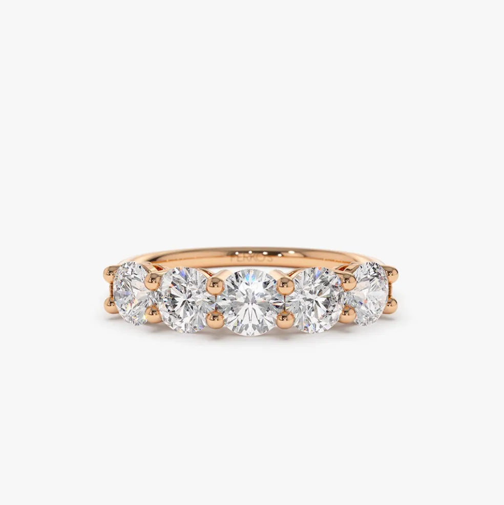 14k Five Stone 1ctw Wire Basket Diamond Ring