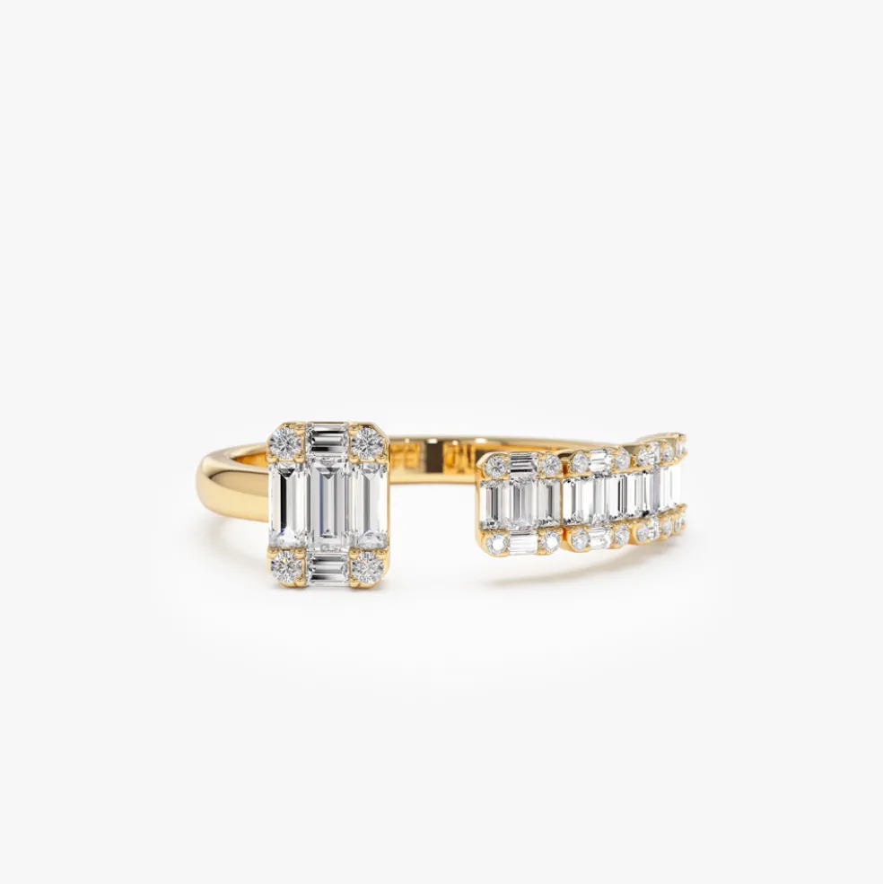 14k Floating Diamond Baguette Cut Diamond Ring
