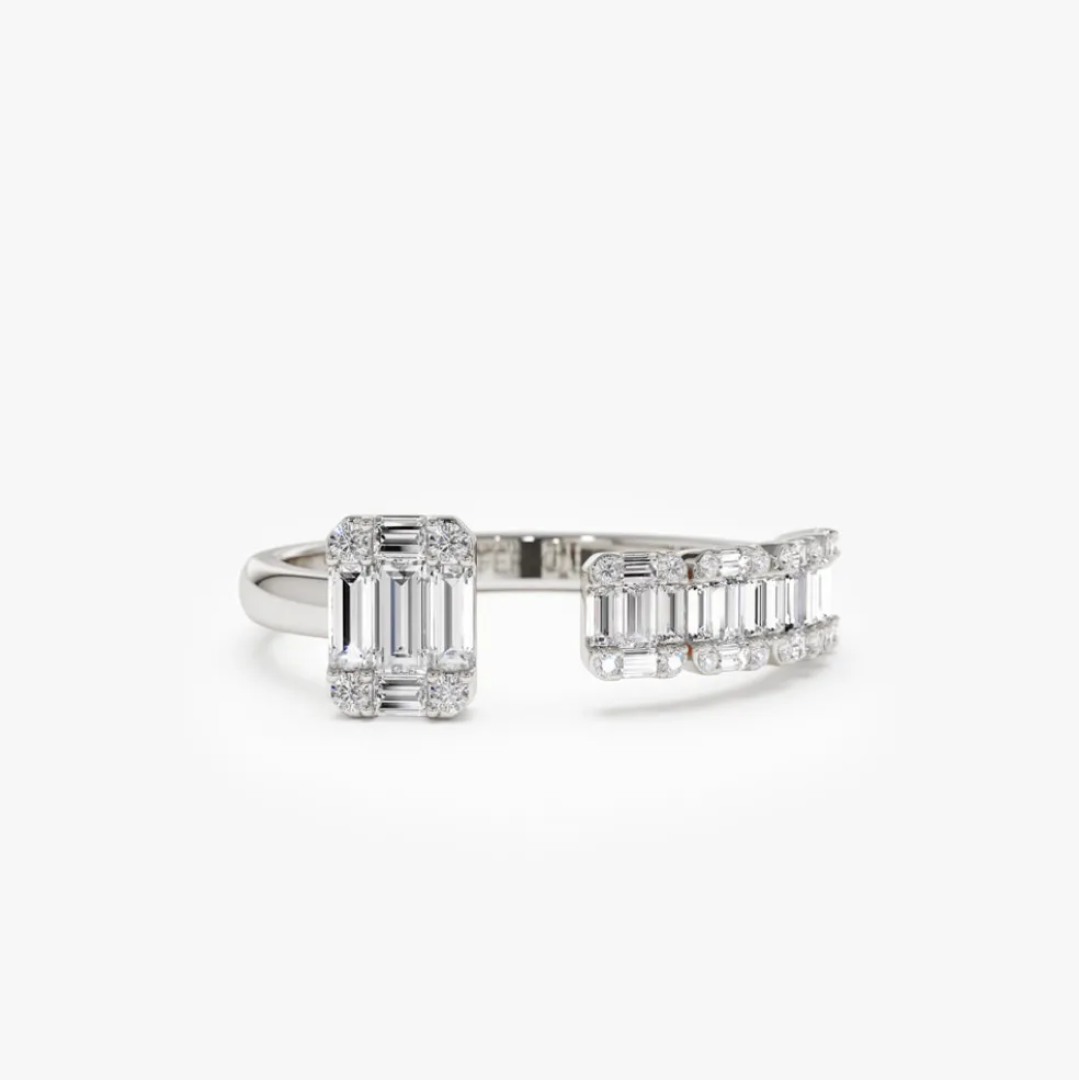 14k Floating Diamond Baguette Cut Diamond Ring