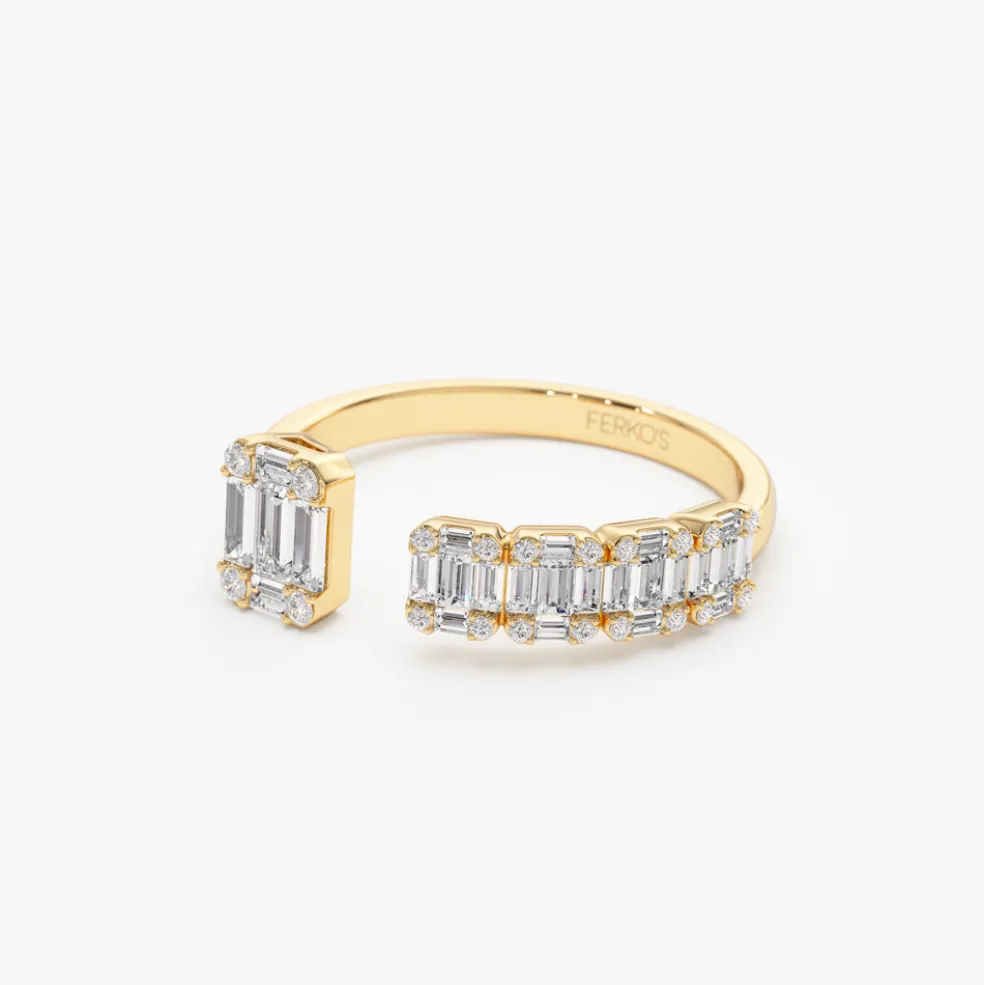 14k Floating Diamond Baguette Cut Diamond Ring