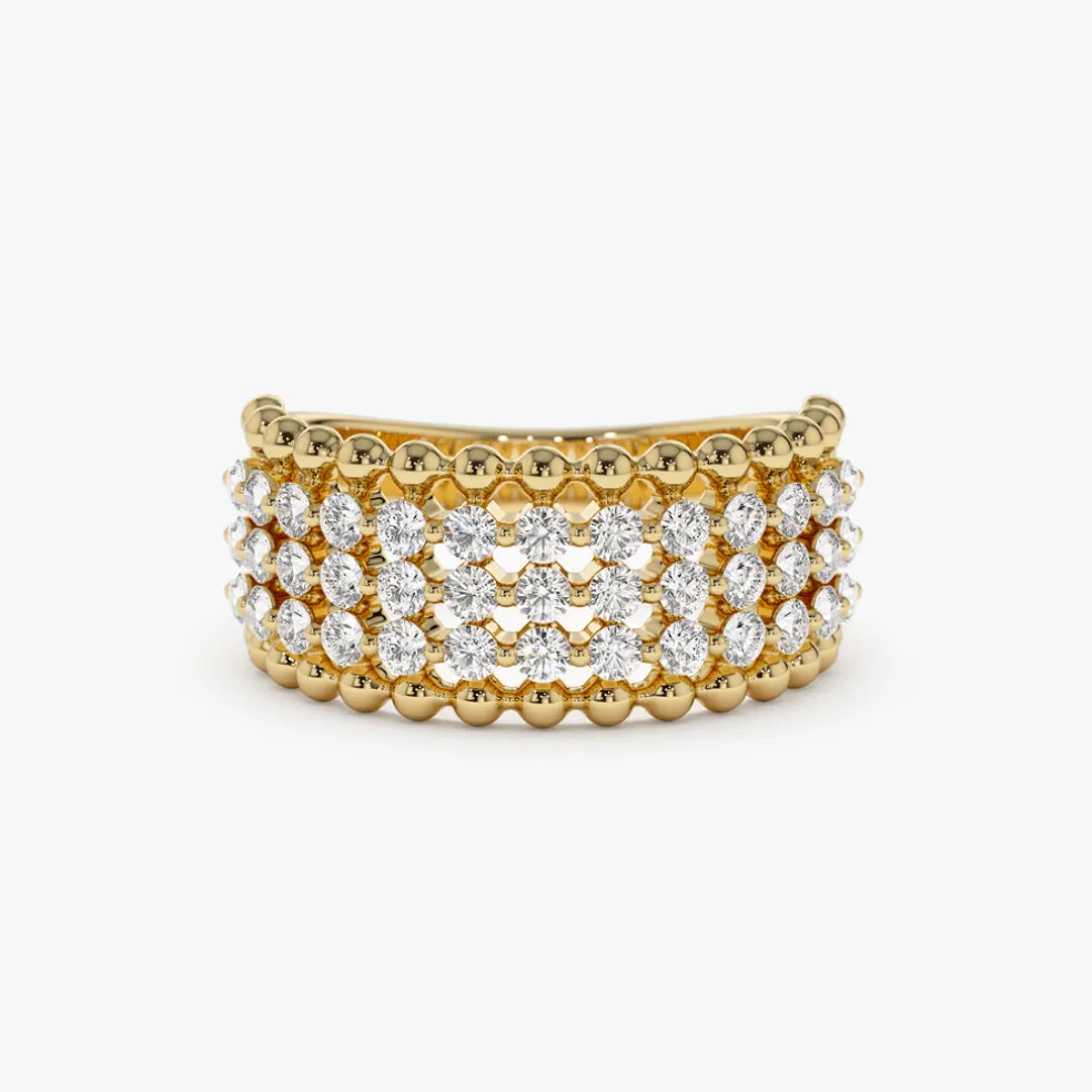 14k Floating Diamond Bubble Band