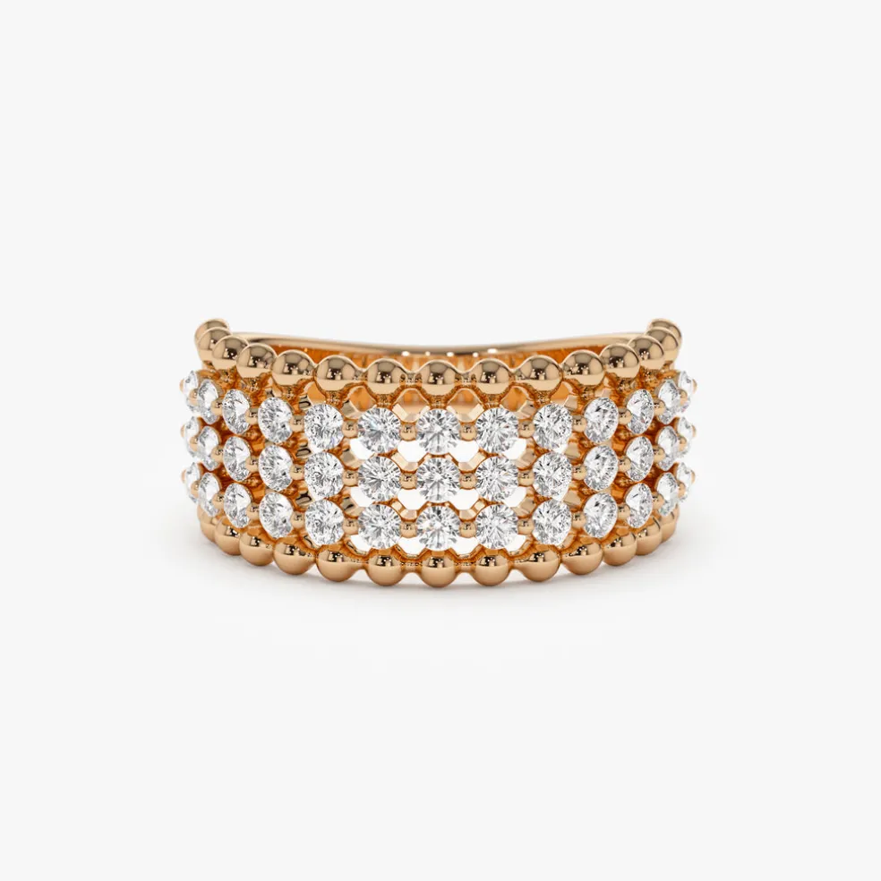 14k Floating Diamond Bubble Band