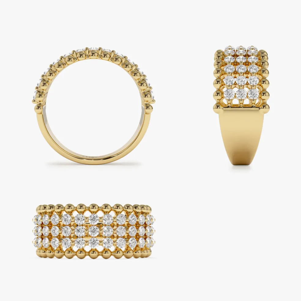 14k Floating Diamond Bubble Band