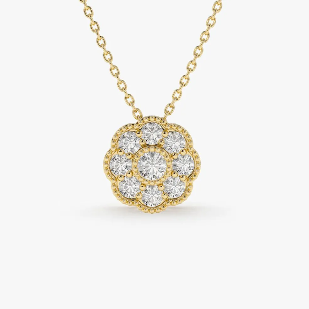 14k Floral Diamond Pendant