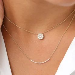 14k Floral Diamond Pendant