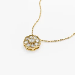14k Floral Diamond Pendant