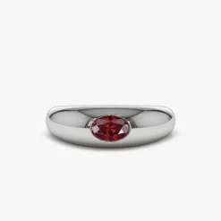 14k Flush Set Oval Ruby Dome Ring