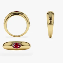 14k Flush Set Oval Ruby Dome Ring
