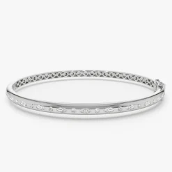 14k Flush Setting Marquise Shaped and Round Diamond Bangle
