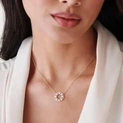 14k Full Circle Baguette & Round Diamond Necklace