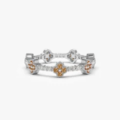 14k Full Eternity Clover Citrine and Diamond Ring