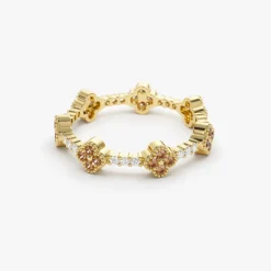 14k Full Eternity Clover Citrine and Diamond Ring