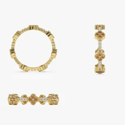 14k Full Eternity Clover Citrine and Diamond Ring