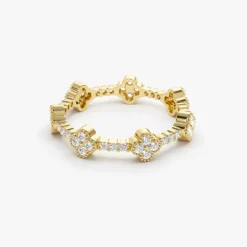 14k Full Eternity Clover Diamond Ring
