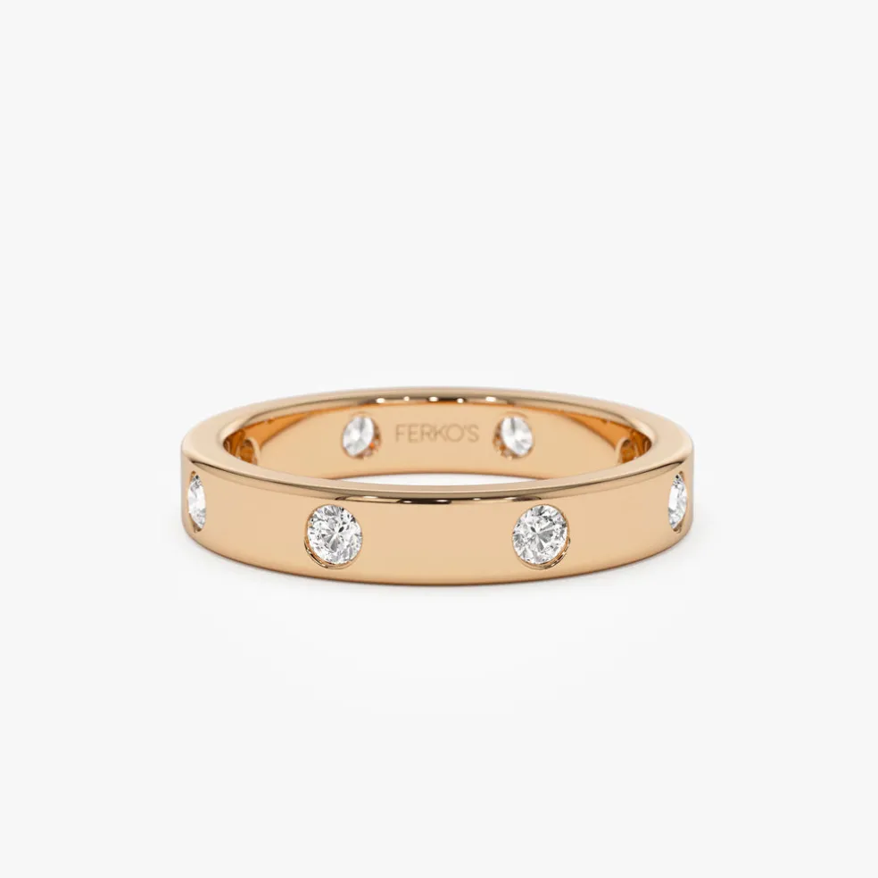 14k Full Eternity Flush Setting Round Diamond Band