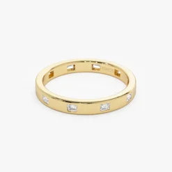 14k Full Eternity Flush Setting Baguette Diamond Band