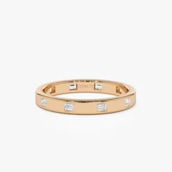 14k Full Eternity Flush Setting Baguette Diamond Band