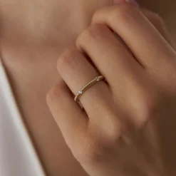 14k Full Eternity Ribbed Diamond Wedding Ring