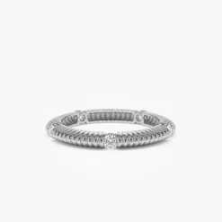 14k Full Eternity Ribbed Diamond Wedding Ring