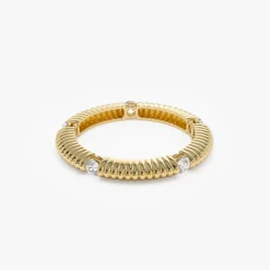14k Full Eternity Ribbed Diamond Wedding Ring