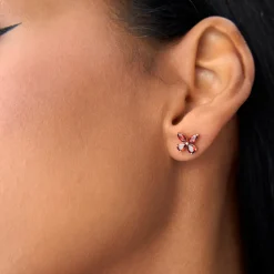 14K Garnet Butterfly Stud Earrings