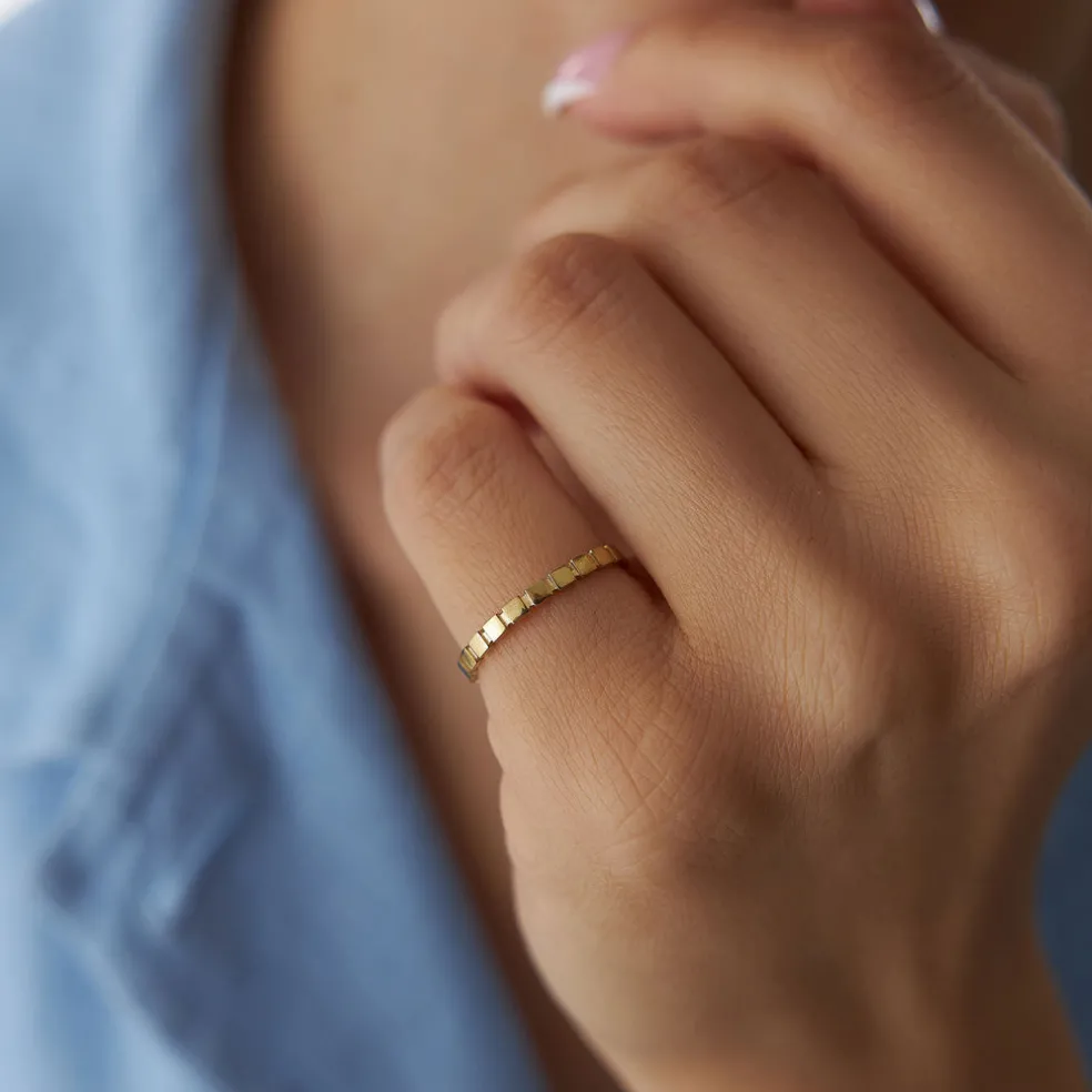 14K Geometric Square Stacking Ring
