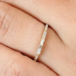 14K Gold 3 Baguette Matching Diamond Ring