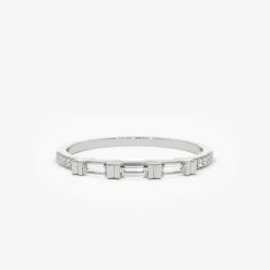 14K Gold 3 Baguette Matching Diamond Ring