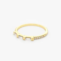 14K Gold 3 Baguette Matching Diamond Ring