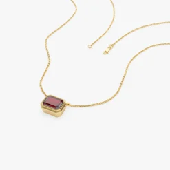 14K Gold 0.95 ctw Emerald Cut Bezel Setting Garnet