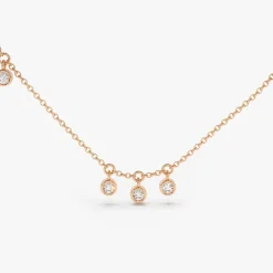 14K Gold 9 Diamond Dangle Necklace