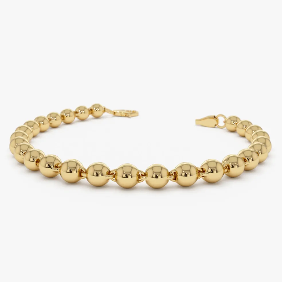 14K Gold 5 MM Bead Bracelet
